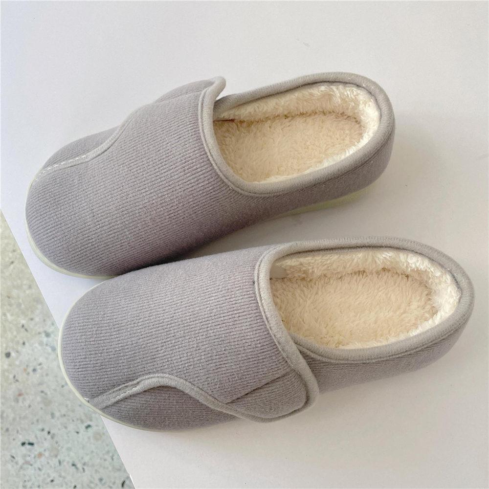 Women Memory Foam Slippers Adjustable Closed Toe Swollen Feet Slippers Comfortable House Indoor Outdoor Shoes with Rubber Sole