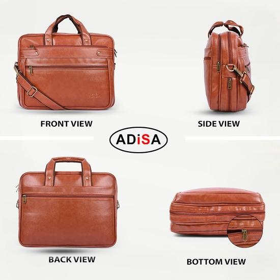 ADISA Laptop Messenger Office Bag Briefcase for Work for Men (LB6051-TAN)