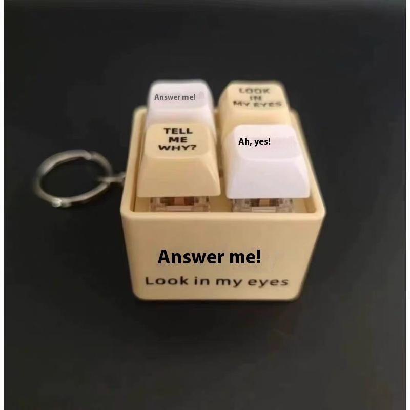 Voice Activated Keychain Toy Portable 4-Key Str Relief Keyboard Creative Office Toy Gift Light-Up Prank Toy For Men And Women