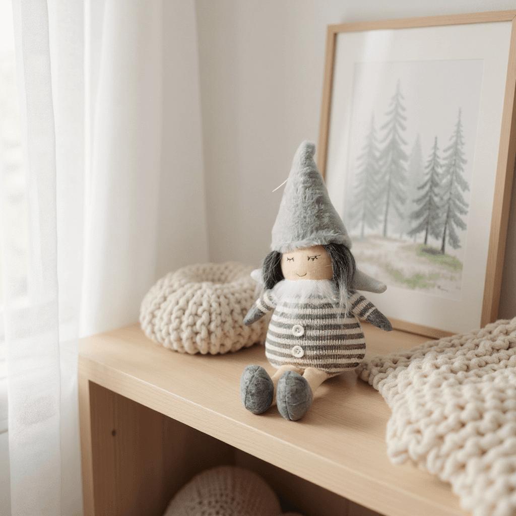 Plush Sitting Angel with Dangling Legs 40cm - Gray