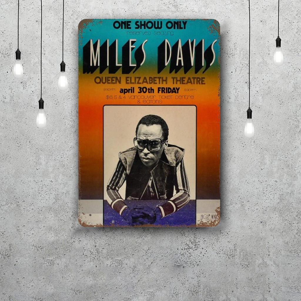 Miles Davis Vintage Metal Tin Signs Posters Decor Retro Metal Plaque Wall Art Decor for Garage Bar