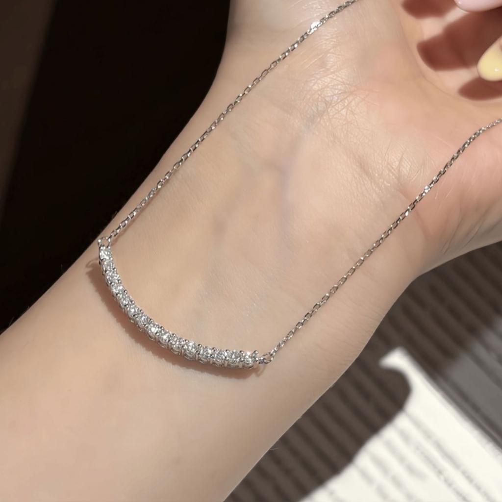 925 Sterling Silver Cute Snowflake Moissanite Link Chain Pendant Necklace for Women & Children's Party Jewelry