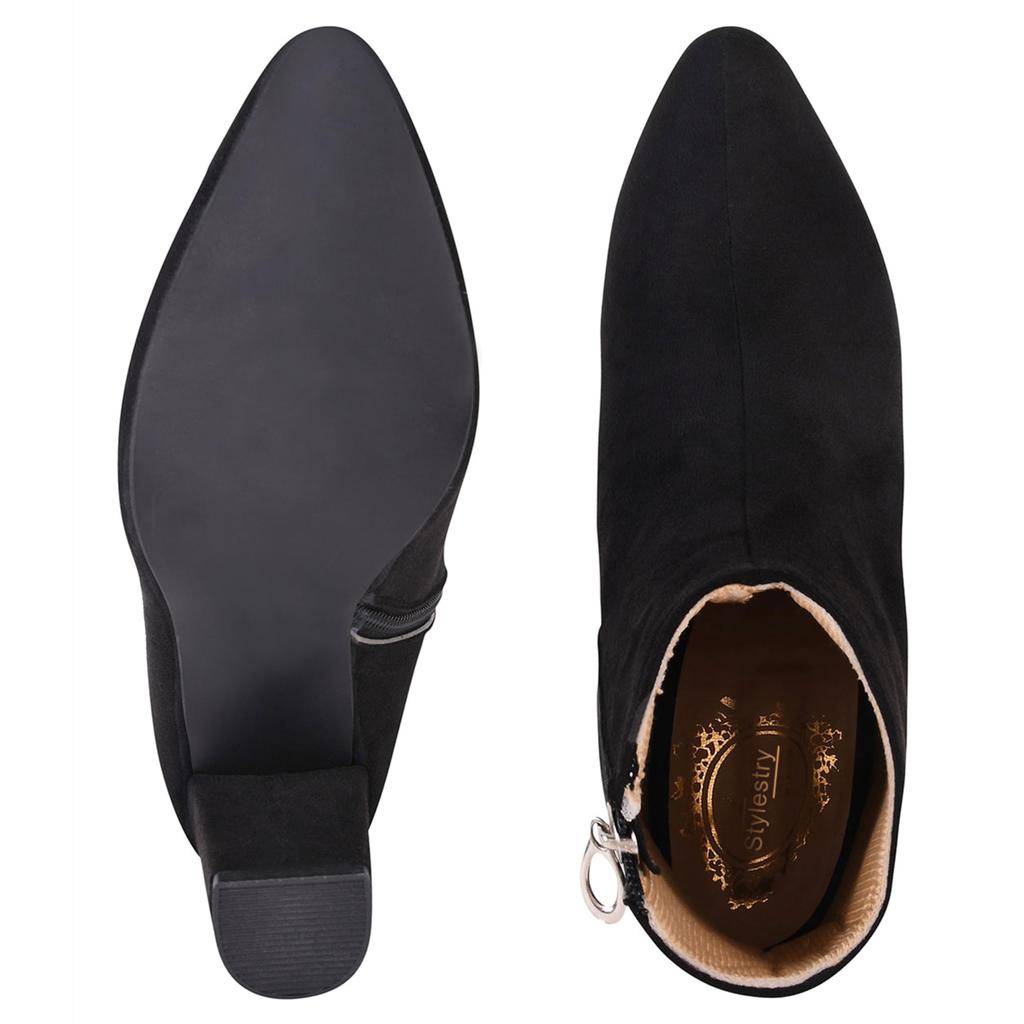Shoetopia Женские короткие ботильоны на массивном каблуке с нескользящей подошвой, удобные модные ботильоны на щиколотку | Мягкая амортизирующая подошва | Для повседневной носки, вечеринок и зимы
