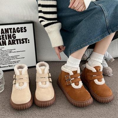 2024 новые зимние ботинки Maillard женская обувь хлопковая обувь бархатные теплые короткие ботинки ремешок с пряжкой нескользящие высокие зимние ботинки