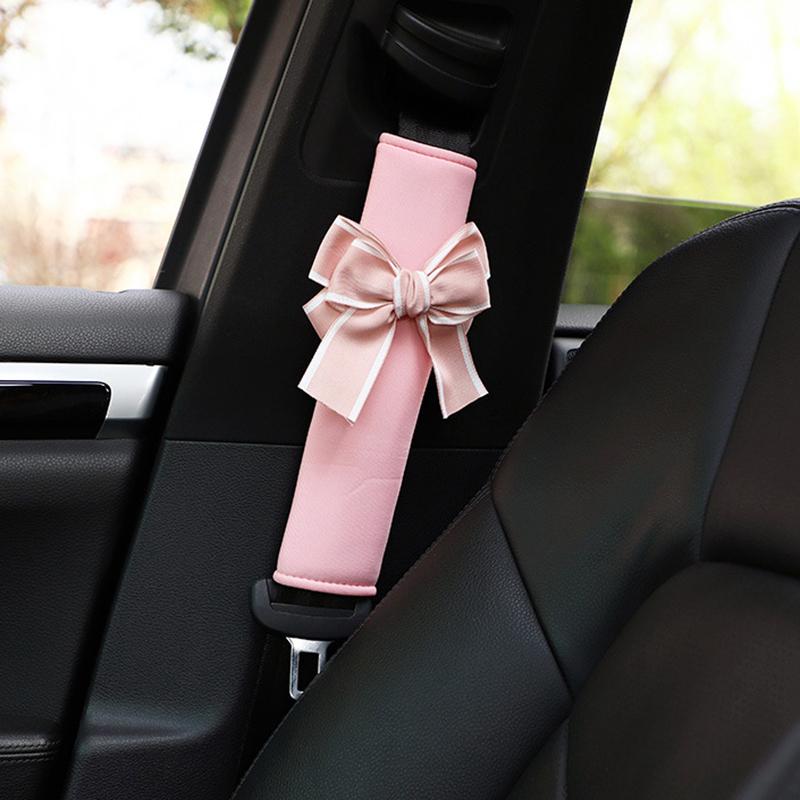 High Quality Pink Bowknot Universal Car Neck Pillow Auto Seat Headrest Supplies Seatbelt Car Accessories Interior for Women