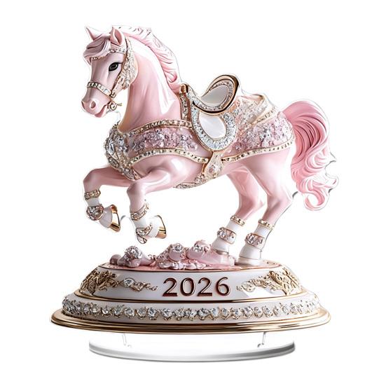 Acrylic Horse Ornament 2D Flat Horse Tabletop Decoration Collectible Colorful Horse Centerpiece for Year of The Horse New Year Living Room Decor