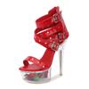 190 Series 14.5cm Heel 4.5cm Platform Model Rivet Pull ROMAN SANDALS Transparent High Heels Thin LFD
