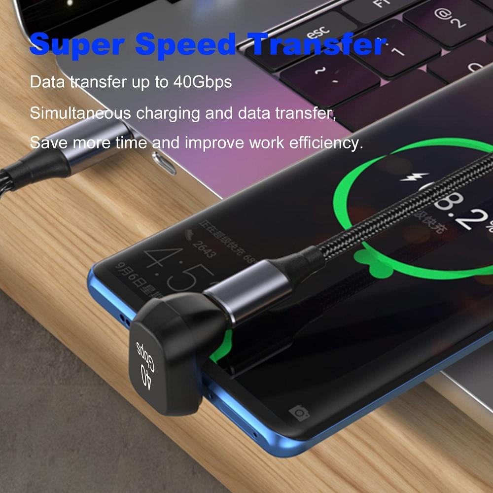 2 шт. Адаптер USB Type C - C Папа-Мама 180° U-образной формы 40 Гбит/с Передача данных
