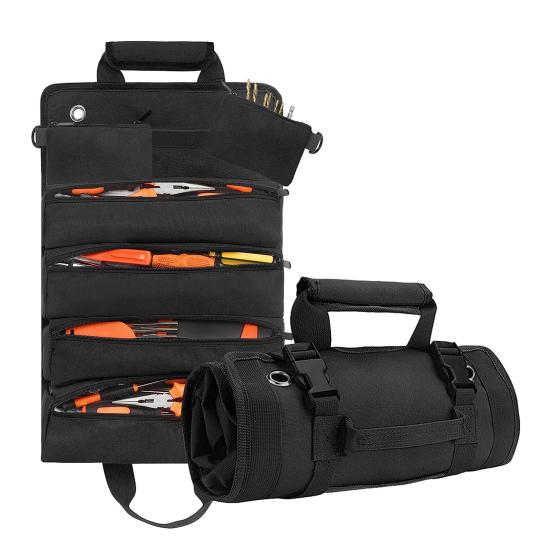 Свернутая сумка для инструментов с ручкой, несколькими отделениями, водонепроницаемая прочная сумка-органайзер на молнии большой емкости