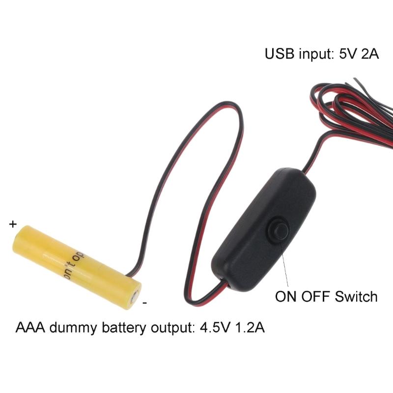 Кабель-выпрямитель батареек Type-C/USB на 4,5 В AAA с выключателем и фиктивной батареей для светодиодных фонарей, бритв, игрушечных радиоприемников
