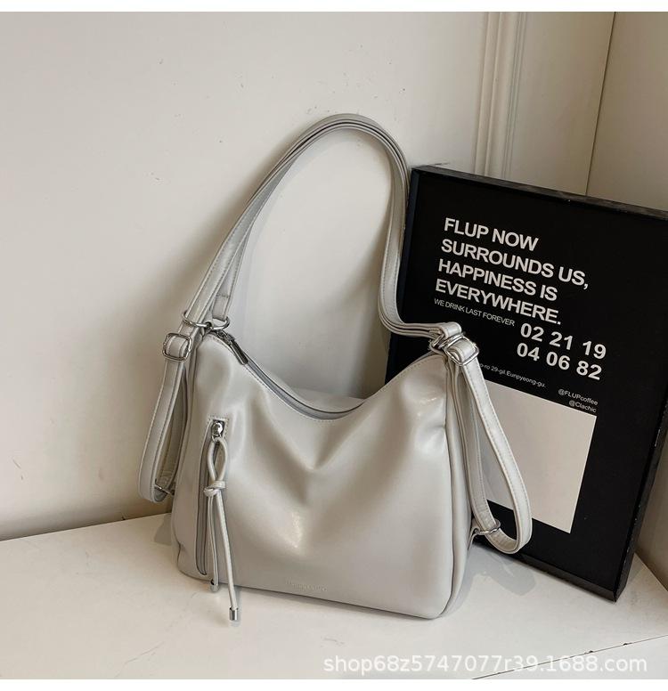 New women's bag PU fashionable large capacity multi-zipper design one-shoulder crossbody bag simple and versatile casual backpack