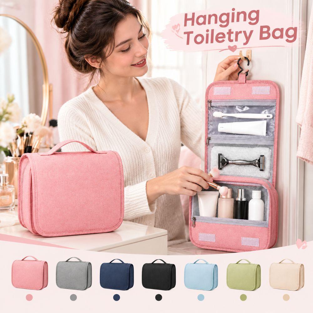2-Fold Travel Cosmetic Bag Foldable Makeup Organizer Portable Toiletry Organizer Daily Grooming