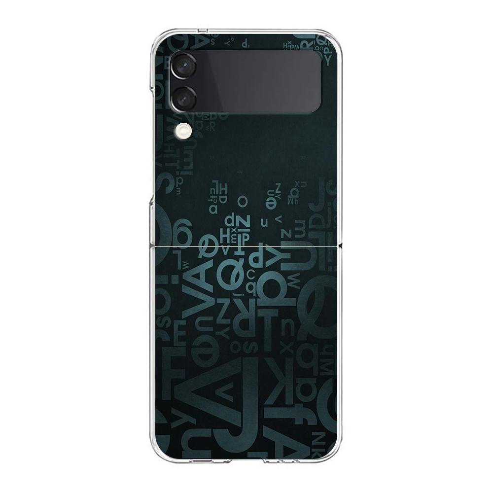 Чехол для телефона Samsung Galaxy Z Flip 7 6 5 4 Прозрачный для Samsung Z Flip 3 Жесткий ПК Складной корпус Рисунок с цифрами Capas