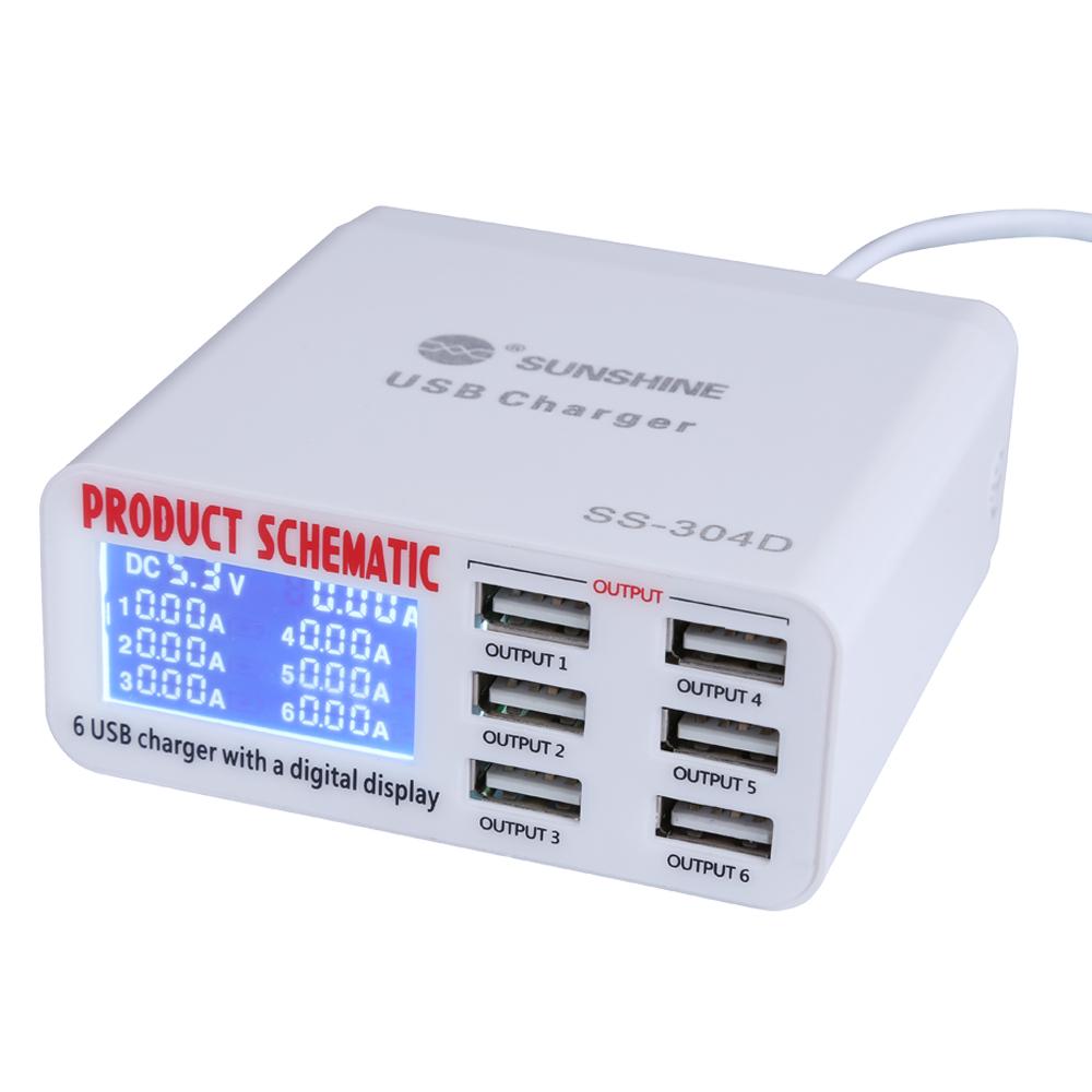 100 В-240 В Инструменты для ремонта Мобильные телефоны 6-портовое USB-быстрое зарядное устройство для iPhone iPad Samsung Инструменты для ремонта Наборы инструментов