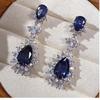 BELLA BOX Heavy Industry Simulation Sapphire Water Drop Shaped Drop Earrings Suitable For Women's Daily Party Fashion Jewelry