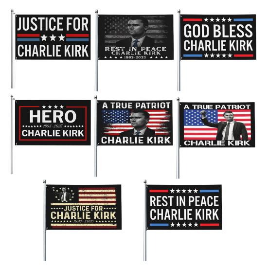 Флаг RIP Чарли Кирк Настоящий патриотический памятный флаг 3×5 футов Уличный двухсторонний баннер для декора сада, патио, балкона, забора