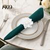 Napkin Ring 6Pcs White Lotus Rings, Chiffon Flower Metal Holders, Faux Soft Fabric Pearl Dinner Rings for Wedding Bridal Shower Table
