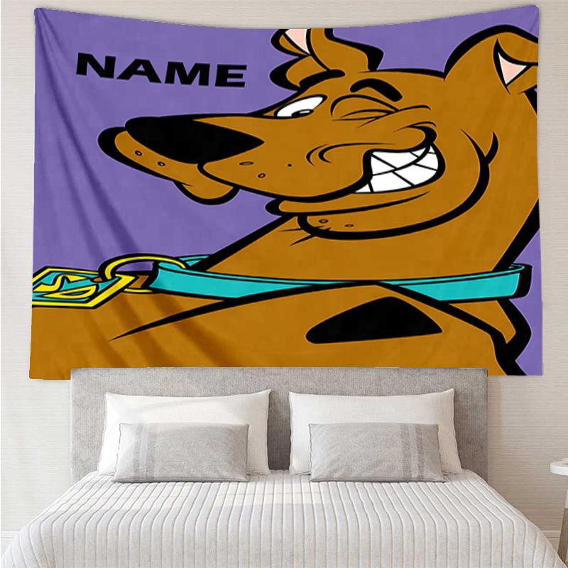 Custom Name Scooby-Doo Print Tapestry, Backdrop, Easy Setup, Ideal for Bedroom, Office & Living Room, with Aesthetic Wall Hanging Decor.