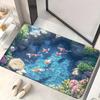 Yousheng 3D Pond Floor Mat Diatomaceous Earth Realistic Water Pit Fish Rug Absorbent Non-Slip Bathroom Rug for Entrance Kitchen Living Room