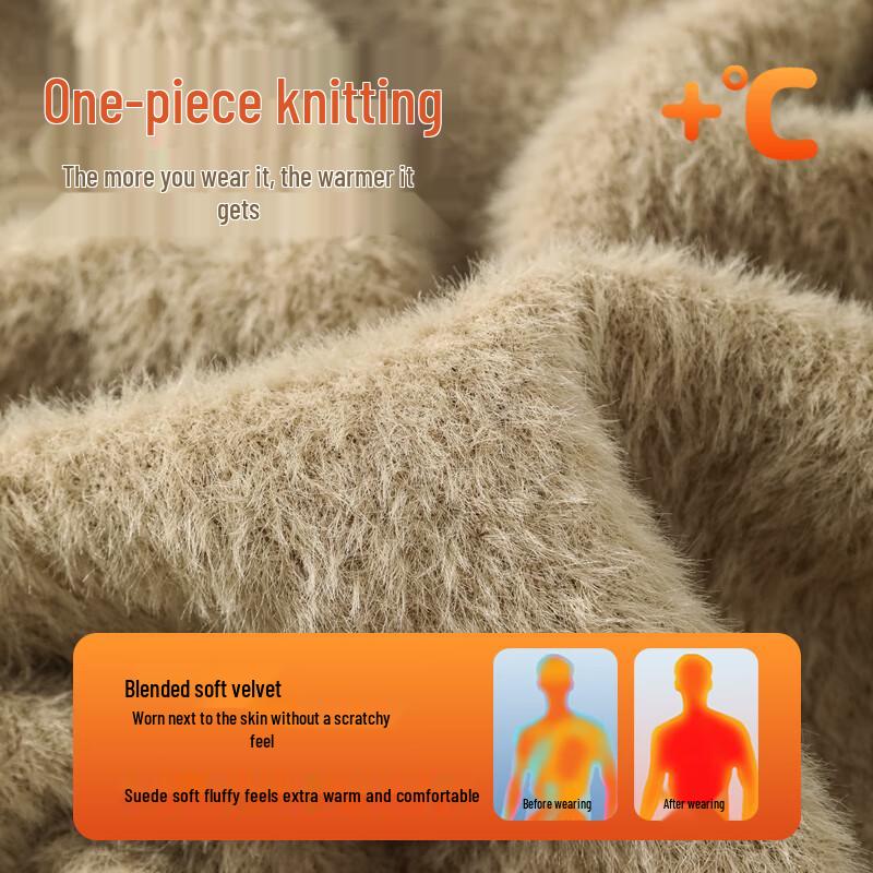 JEEP SPIRIT Men's Half-High Collar Fleece Lined Knit Sweater