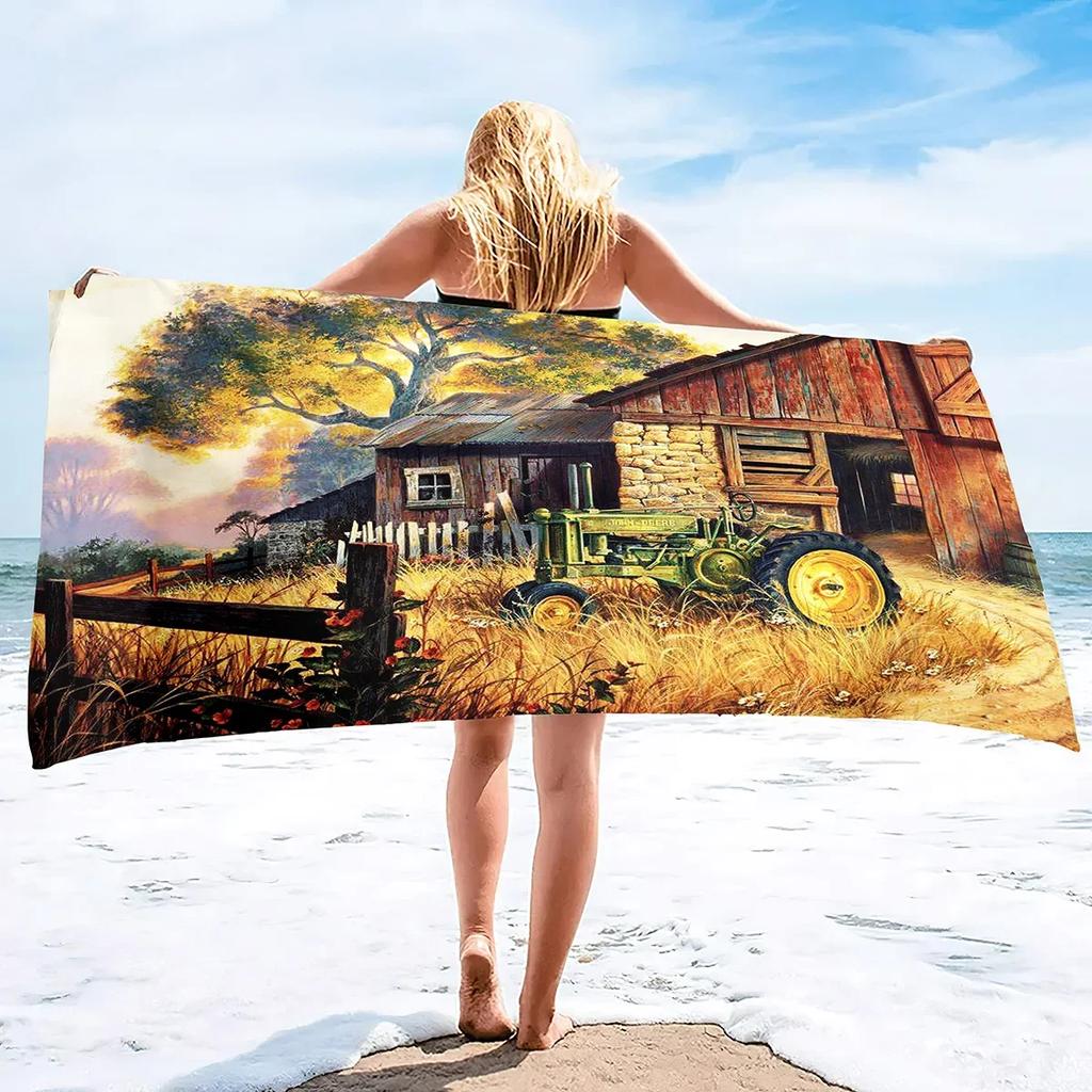 Microfiber Tractor Beach Towel, Sand Free Agricultural Vehicle Towels Oversized, Quick Dry Soft Bath for Sports