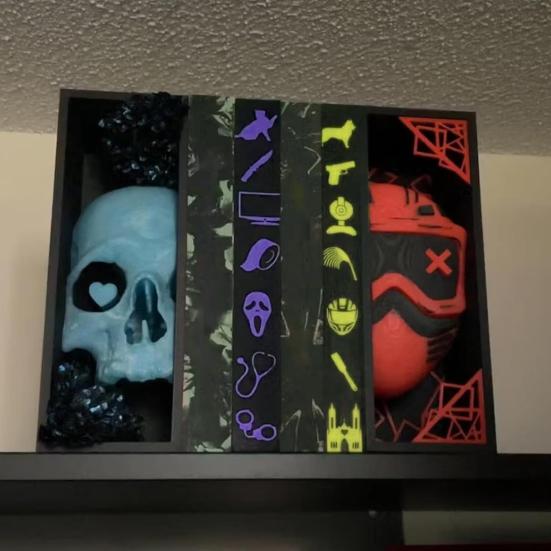 Masque And Skull Book Nook Kit Gothic Skull Book Ends Handmade Bookshelf Decoration for Halloween Shelf Tabletop Display