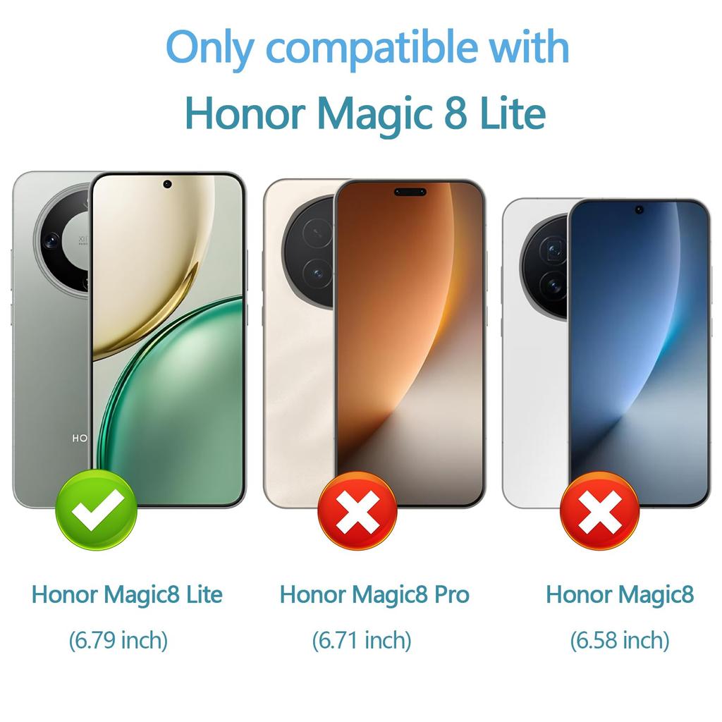 (2+1 упаковка) Чехол для Honor Magic8 Lite/Honor Magic 8 Lite 5G с 2 защитными стеклами для экрана и защитой углов, мягкий бампер из ТПУ