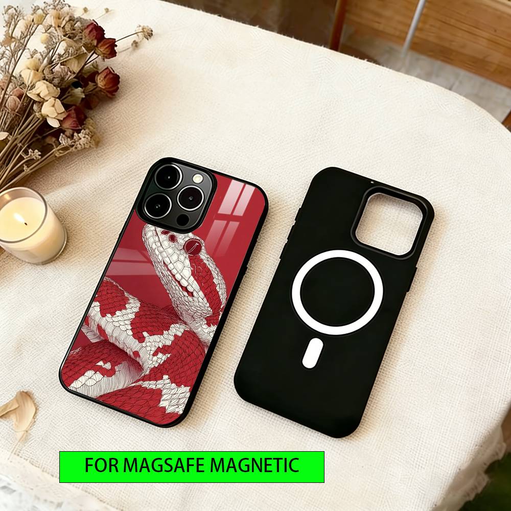 Serpent Phone Case For iPhone17,16,15,14,13,12,11 Plus,Pro Magnetic For Magsafe Wireless Charging