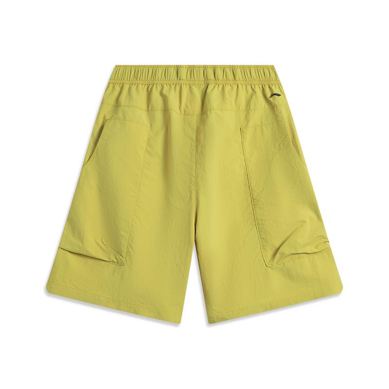 Li Ning CF Повседневные Минималистичные Водоотталкивающие Однотонные Быстросохнущие Спортивные Шорты Мужские шорты Светло-желтый AKSV241-1