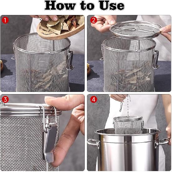 Seasoning Strainer Large Stainless Steel Tea Infuser, sieve fine mesh with Extended Chain Hook for Brew Loose Leaf Tea, Seasonings Cooking, Ice Cube