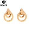 Bisaer Vintage Personality Double Circle Stud Earrings for Women Fashion Jewelry