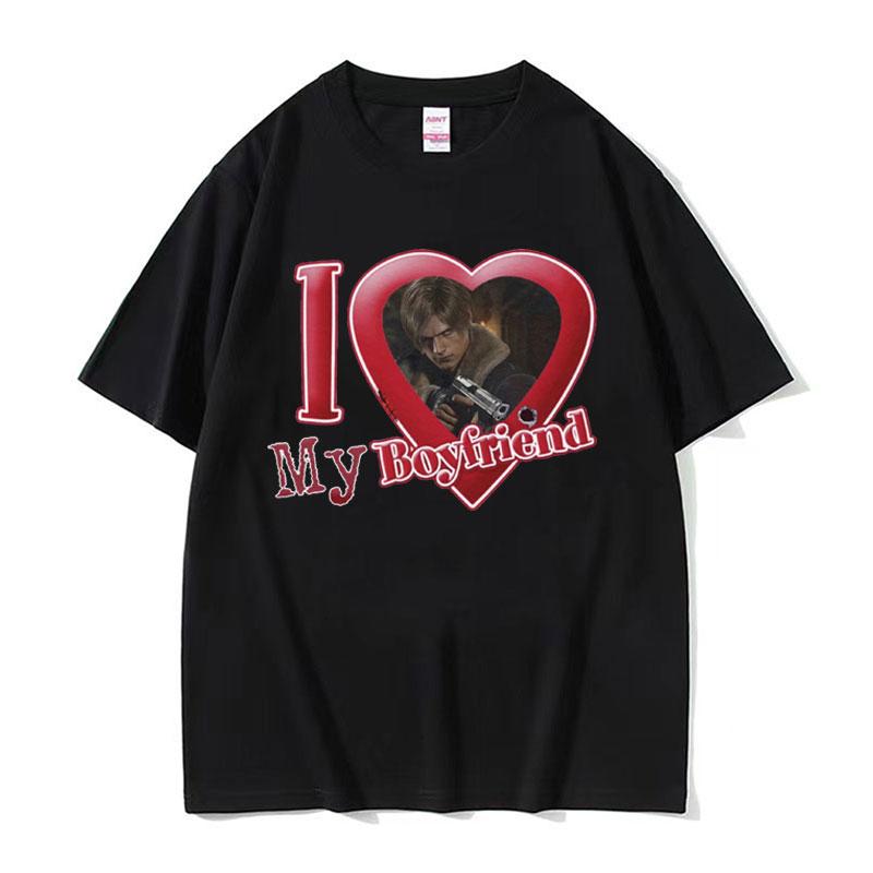 I Heart Leon Kennedy Print TShirts Unisex Womens Clothing Fashion Vintage T Shirt Male Oversized Cotton Short Sleeve Tshirt Tops