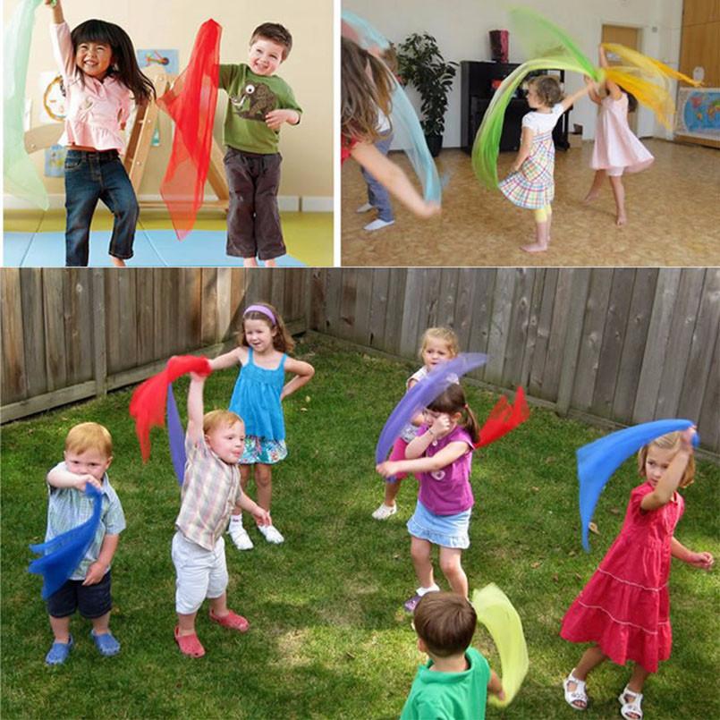 6 pcs colorful early childhood education children's gymnastics square scarves sports dance interactive game gauze scarves