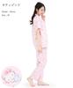 SAZAC Sleepy Hello Kitty Shirt Cotton Short Sleeve and Long Pants Set Pajamas, 100% Broadcloth, Women's (Pink/L/SAN1945)