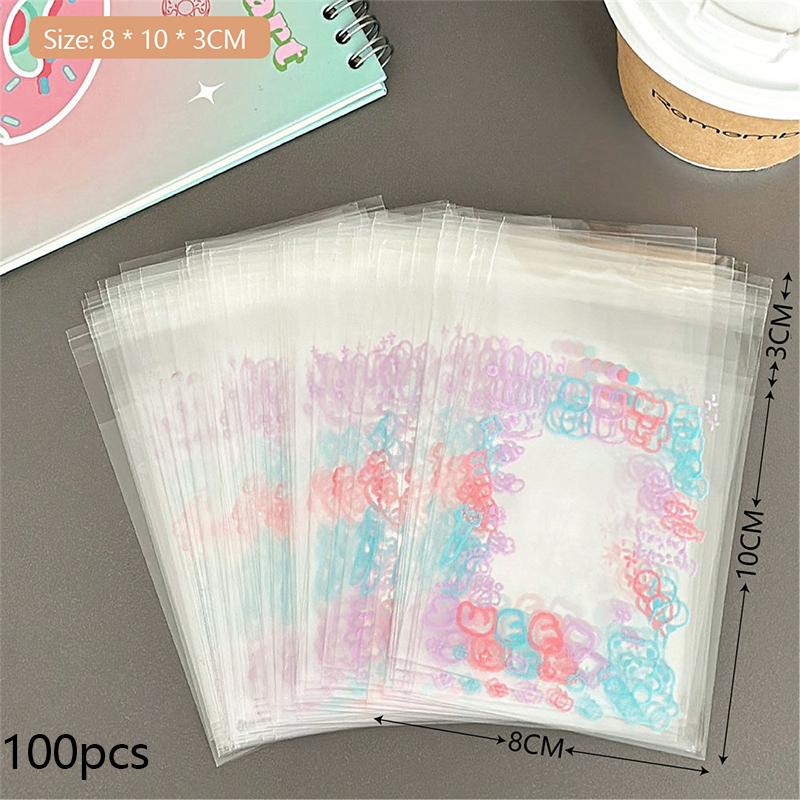 20/50/100Pcs Kawaii Transparent Sleeves Cute Photocard Sleeves Idol Photo Protective Storage Bag Graffiti Self-Adhesive Bag