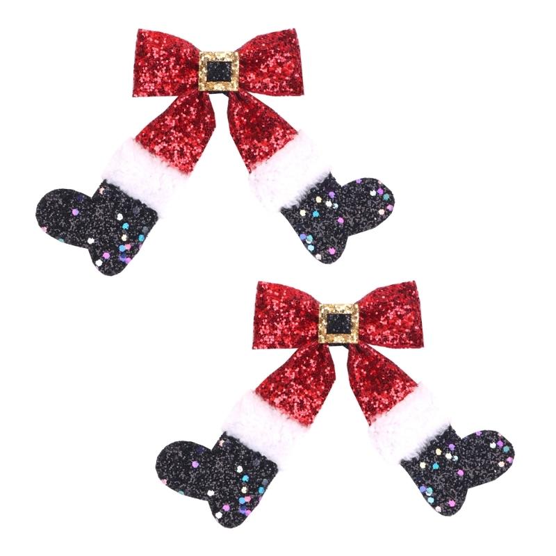 Pack of 2 Multifuntional Boot Bowknot Hair Accessory Hair Clip Christmas Bowknot Hairpiece Suitable for All Hairstyles