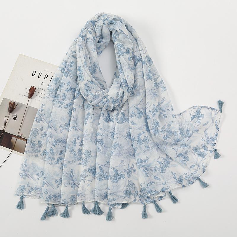 Korean Version of Xiaoxiang Style Cotton and Linen Hand-definition Fringe Scarf for Women  Fashionable  Casual Versatile and Warm Scarf Shawl
