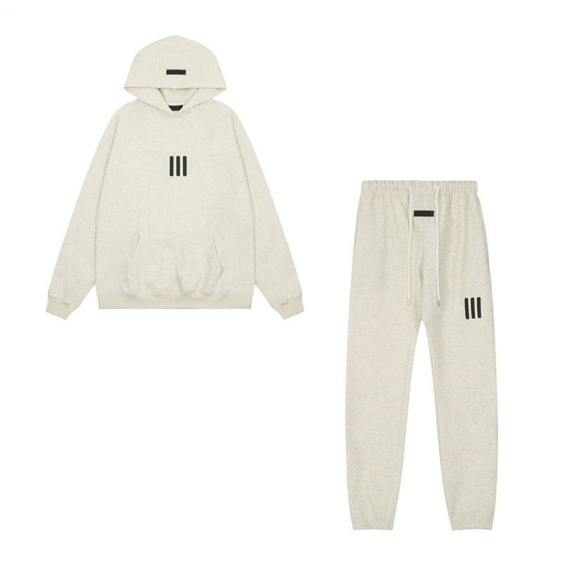 Mens Fleece-Lined Hooded Sweatshirt Jogger Set Cotton Blend Streetwear Outfit Winter Casual Wear