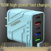 150 Вт GaN Многопортовое USB Быстрое Зарядное Устройство, Совместимо с Apple, Android, Huawei, Xiaomi