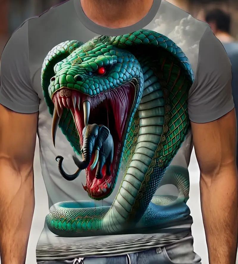 XXS-6XL Plus Size T-shirt Fashion 3D Printed Snake Graphic T Shirt For Men Oversized T-shirt Summer Short Sleeve Tees Tops
