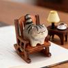 Милая фигурка кошки Животные Декоративное деревянное украшение Миниатюрный котенок Кофе Дом Спальня Офис Украшение для стола Подарок Статуэтка