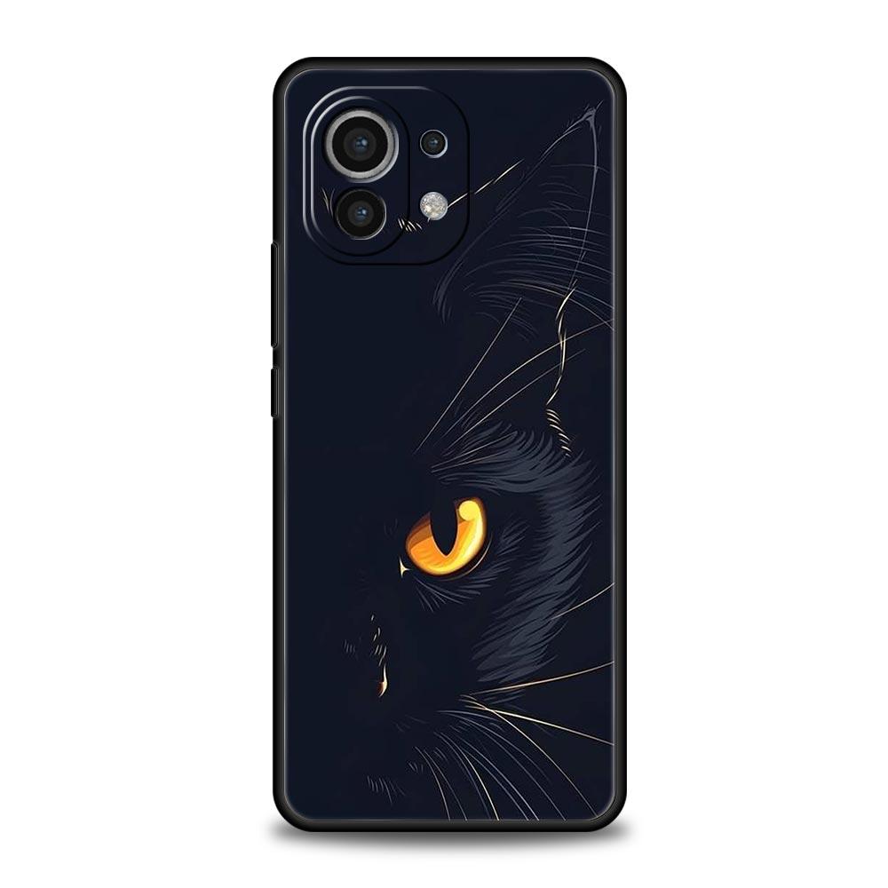 Чехол для телефона для Xiaomi Mi 15 14 14T 13T 12T Pro 12 13 11 Lite 5G 11T X6 X5 Pro Мягкий ТПУ Чехол Черный Кот