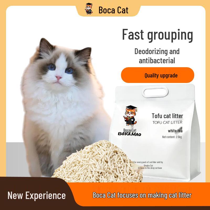 Boca Cat Белый чай Комкующийся Смываемый Без пыли Тофу наполнитель