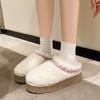 Женские меховые тапочки, ботильоны, зимние уличные туфли на плоской подошве, короткие плюшевые теплые шлепанцы для снега, хлопковая обувь, бренд 2024