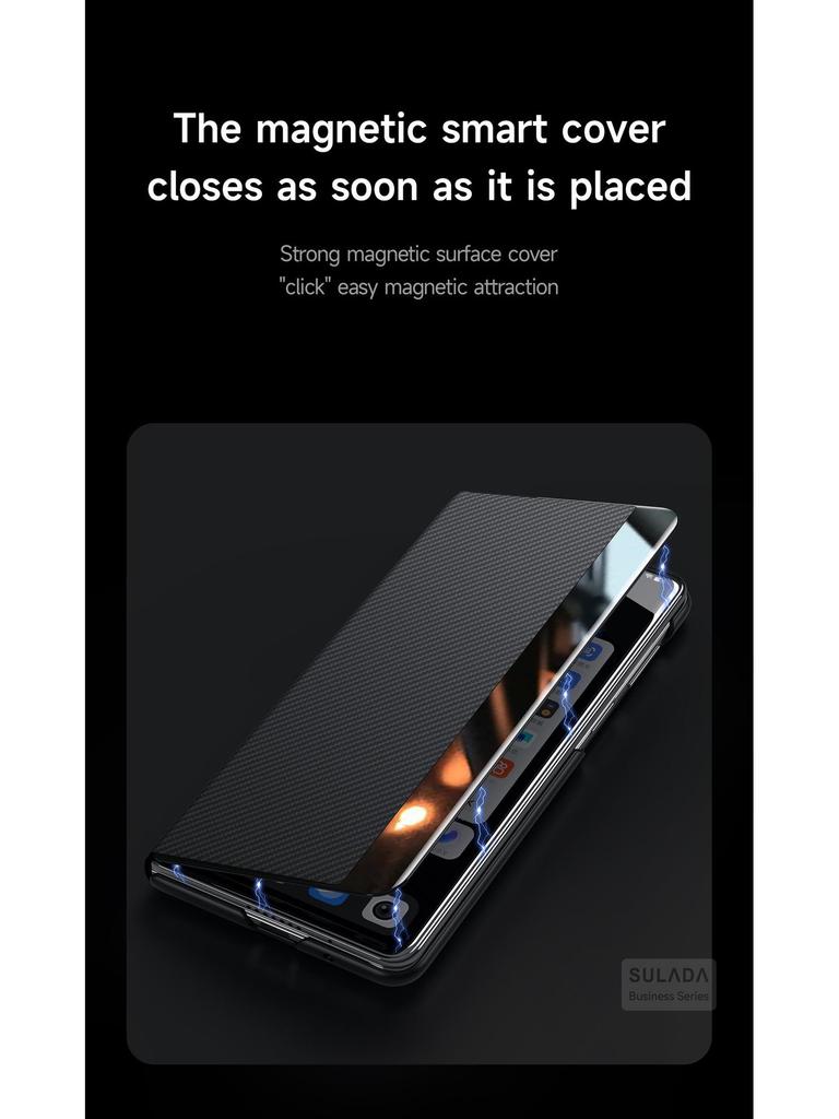Магнитный чехол-книжка Smart из кожи с карманом для карт и текстурой Kevlar для Samsung Z Fold7/W26 (6/5/4)