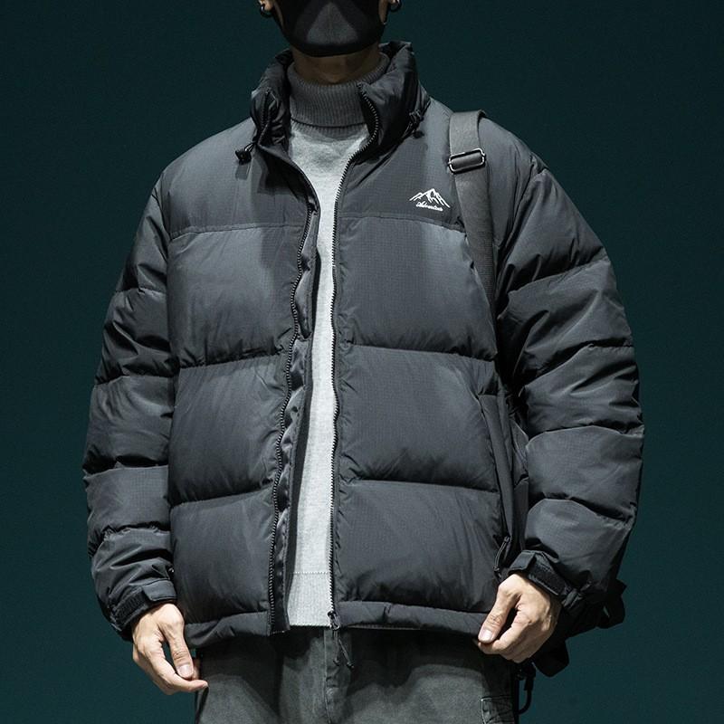 Mens Winter Puffer Jacket 90% White Duck Down Fill Loose Fit Stand Collar Casual Oversized Coat