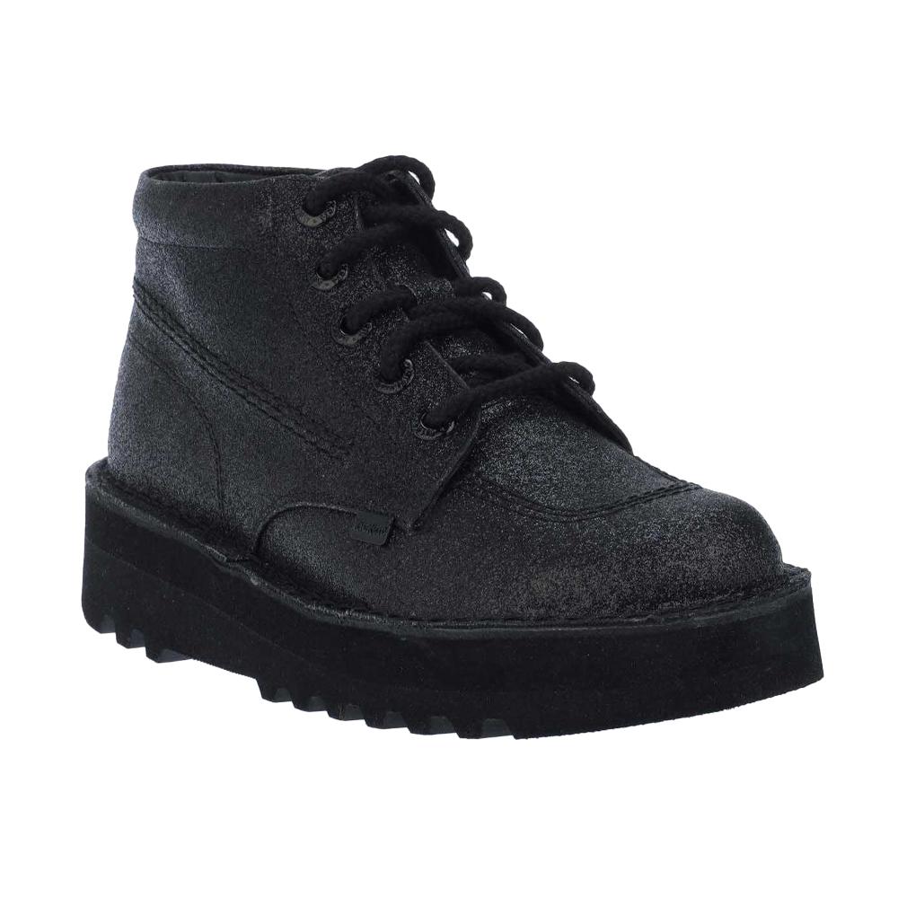 Kickers Womens/Ladies Kick Hi Glitter Leather Stack Heel Boots