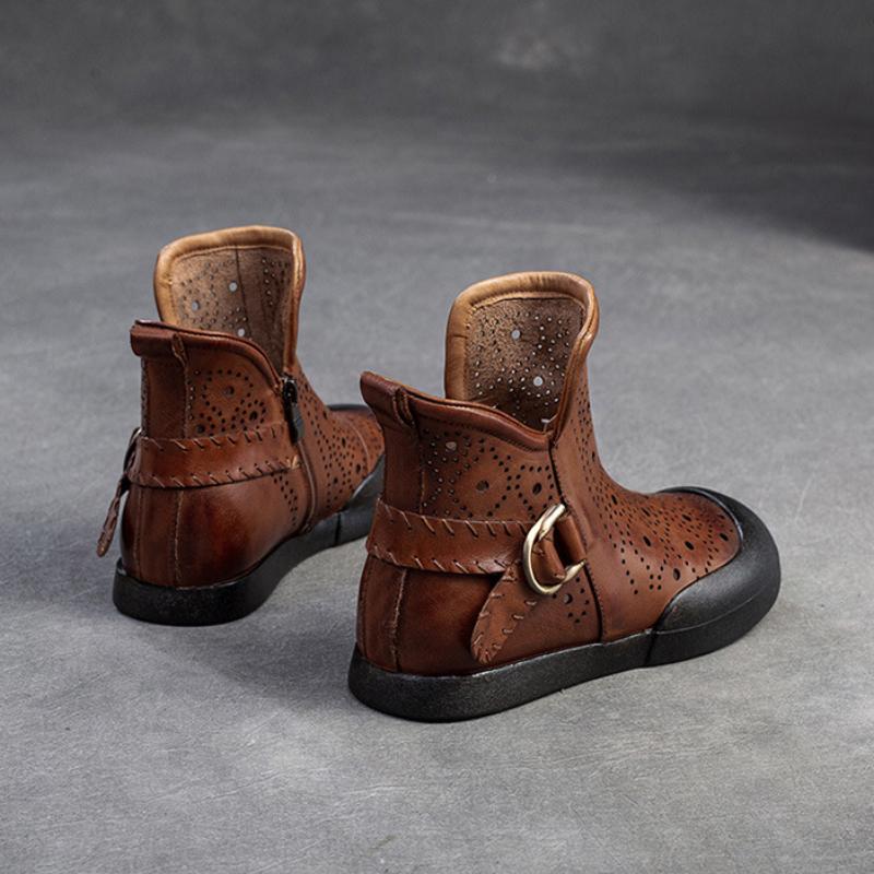 Johnature Дышащие ботинки в стиле ретро, ​​сандалии на плоской подошве из натуральной кожи, универсальная женская обувь с круглым носком