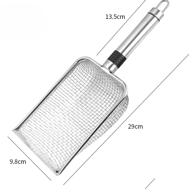 Dog Cat Clean Feces Supplies Stainless Steel Shovel Cat Litter Scoop Reduces Dust Metal Long Handle Scoop Pet Cleanning Tools