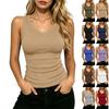 Women’s Ribbed Knit Tank Top Wide Shoulder Strap V Neck Sleeveless Casual Fitted Camisole for Everyday Wear